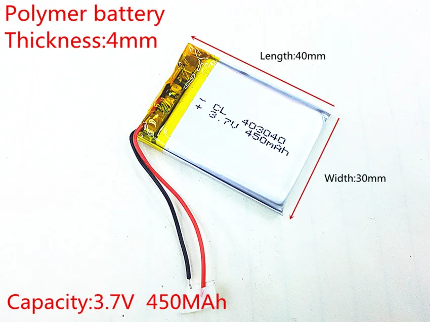 Полимерный аккумулятор 450 mah 3,7 V 403040 умный дом MP3 колонки литий-ионный аккумулятор для dvr, gps, mp3, mp4, сотового телефона, динамика