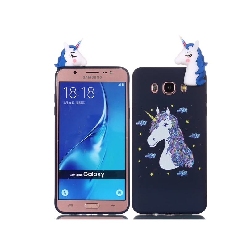 Etui для samsung Galaxy J5 j510 чехол для телефона 3D Единорог Panda собачий силиконовый чехол на СПС Coque samsung J5 J3 J7 J случаях - Цвет: Black Unicorn