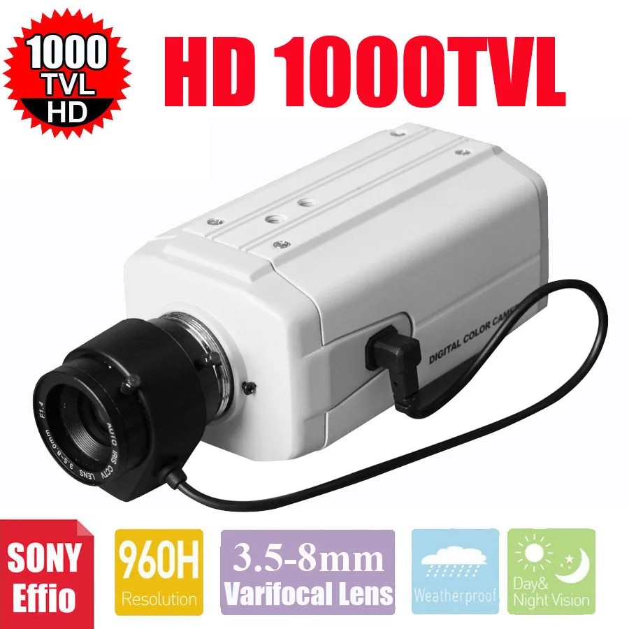 

Vanxse CCTV 3.5-8mm Auto IRIS Varifocal Zoom Lens 1/3 SONY Effio CCD 1000TVL/960H CCTV Security BOX Camera