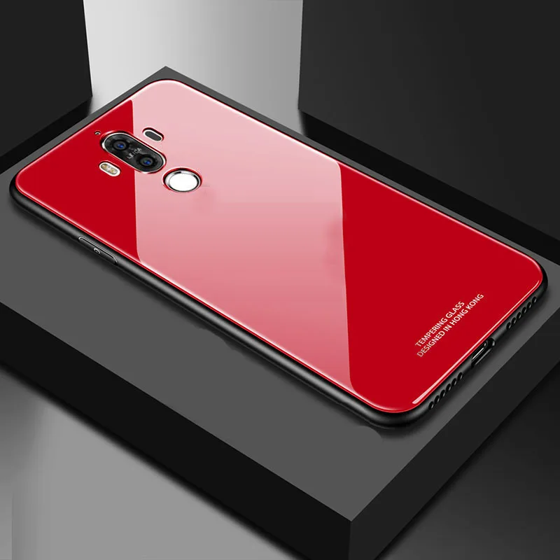 red Yuetuo роскошный стеклянный зеркальный чехол для huawei mate 10 lite pro nova 2i honor 9i maimang6 mate10 силиконовый чехол для задней панели телефона - Цвет: red