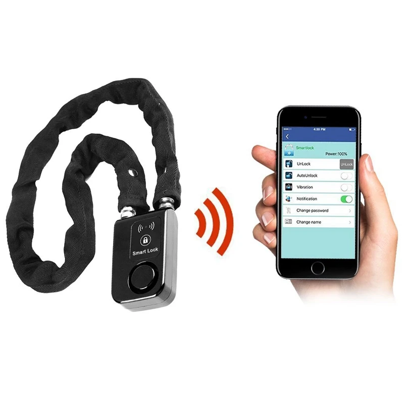Умный контроль Супер смартфон Bluetooth стальная цепь замок водонепроницаемый Противоугонная сигнализация велосипедный замок