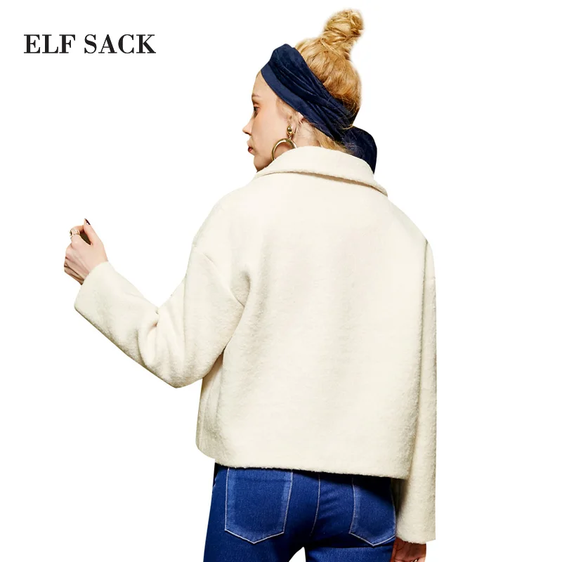ELFSACK Зима 2016 Женское пальто из смешанной ткани с цветными блочными пуговицами