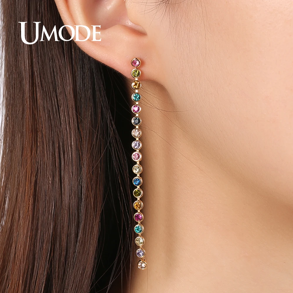 Женские длинные серьги капельки с кристаллами UE0330|earrings for|dropping earrings for womendrop |