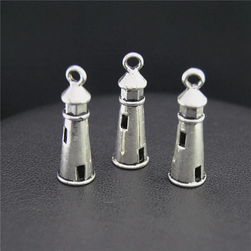 20 шт. посеребренные подвески в виде замка маяков для изготовления ожерелья
