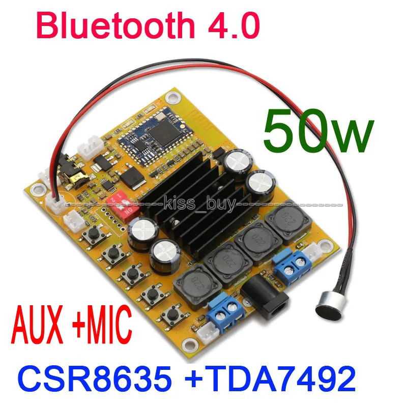 TDA7492 50W+50W CSR8635 Bluetooth 4.0 Audio Receiver Digital Amplifier Board AUX for 12v 24v 19v  car