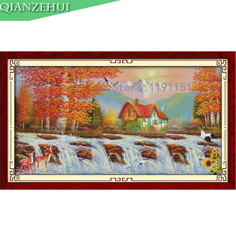 QIANZEHUI Рукоделие сделай сам Точная печать Золотое время вышивки крестиком наборы