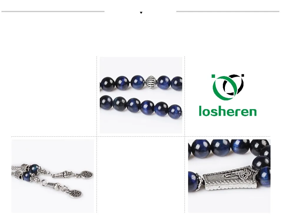LOSHEREN натуральный голубой камень «тигровый глаз» круглые украшения 8 мм 33 исламские четки мусульманский тасбих Аллах четки кисточкой Blacelet