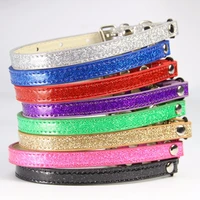 12 pieces lot colorful glitter pu leather material small big fat cat necklace with bells and elastic cat collar s m l