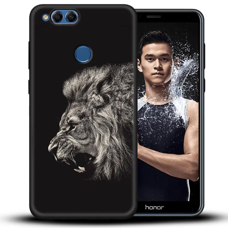Мягкий ТПУ чехол для Huawei Honor 7X полностью защитный силиконовый черный телефона Fundas
