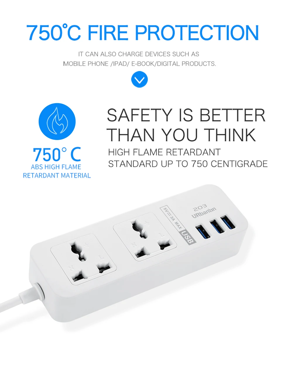 Musubo Быстрая Зарядка телефона 3 USB для iPhone 5 6 7 8P Зарядные устройства+ 2 гнезда стандартный разъем умный дом электронный разъем питания