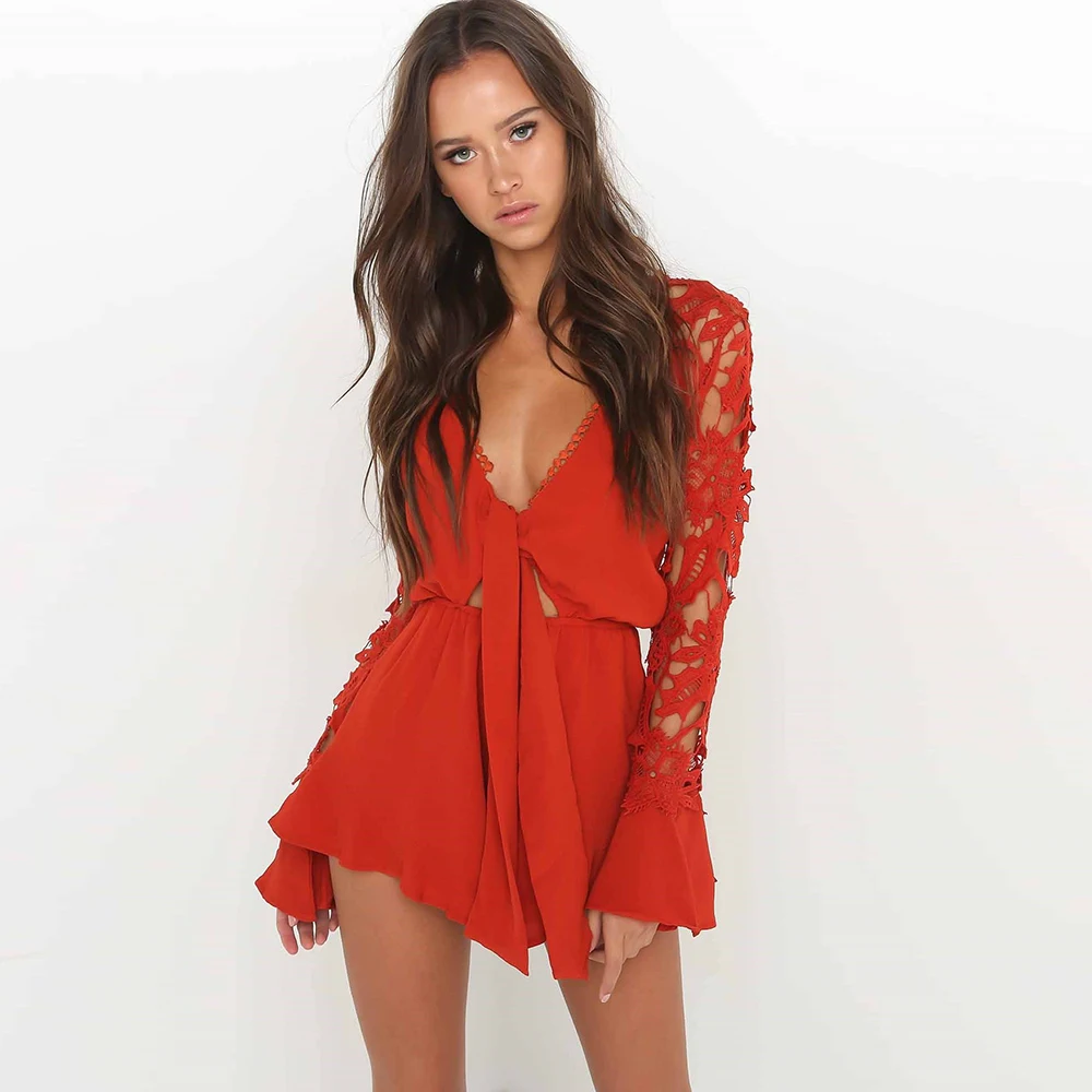 Berydress сексуальный клубный костюм с длинным рукавом комбинезон галстуком