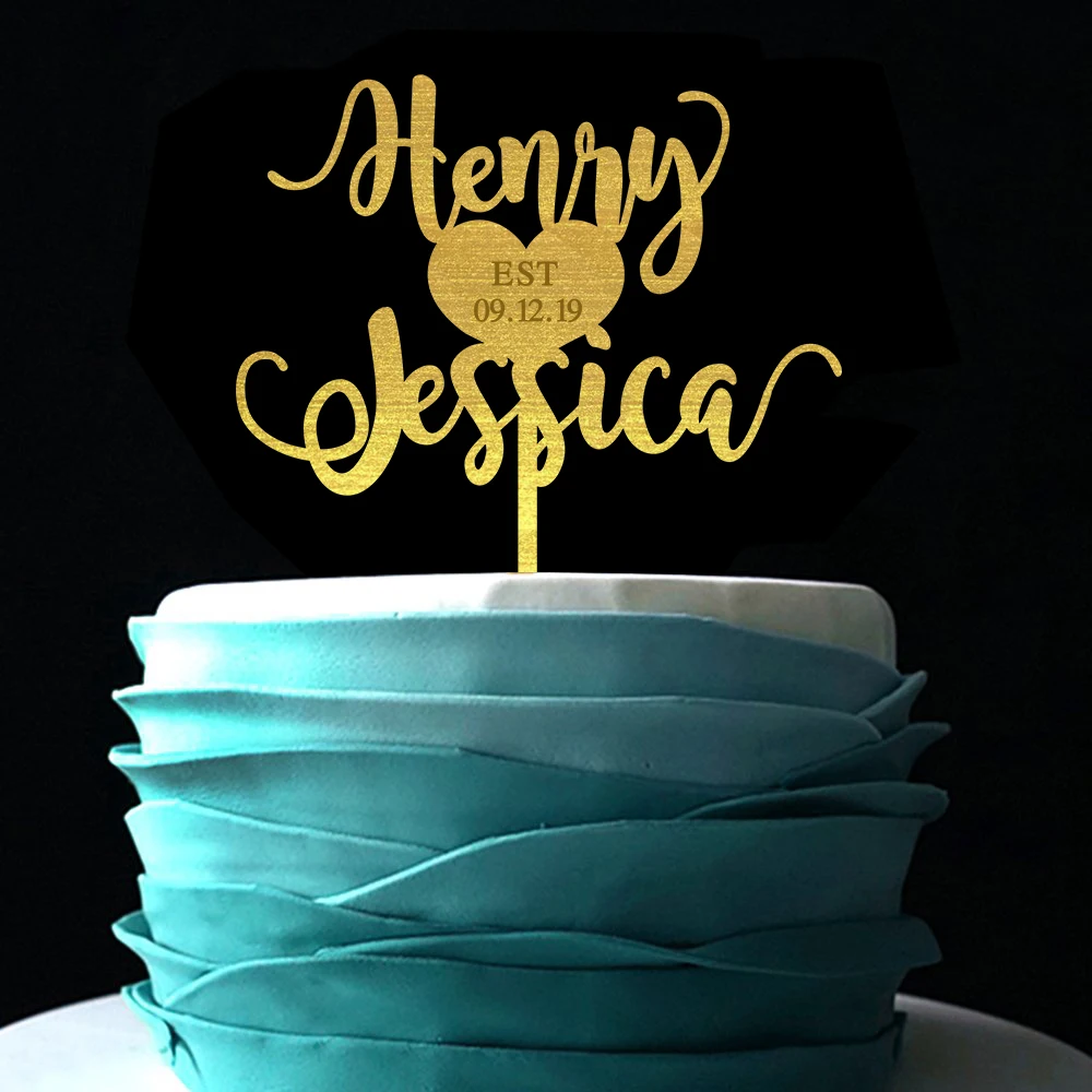 

Personalized Wedding Cake Topper,Rustic Glitter Letters Cake Topper,Custom Couple Name Wooden Cake Decoration,Custom Cake Topper