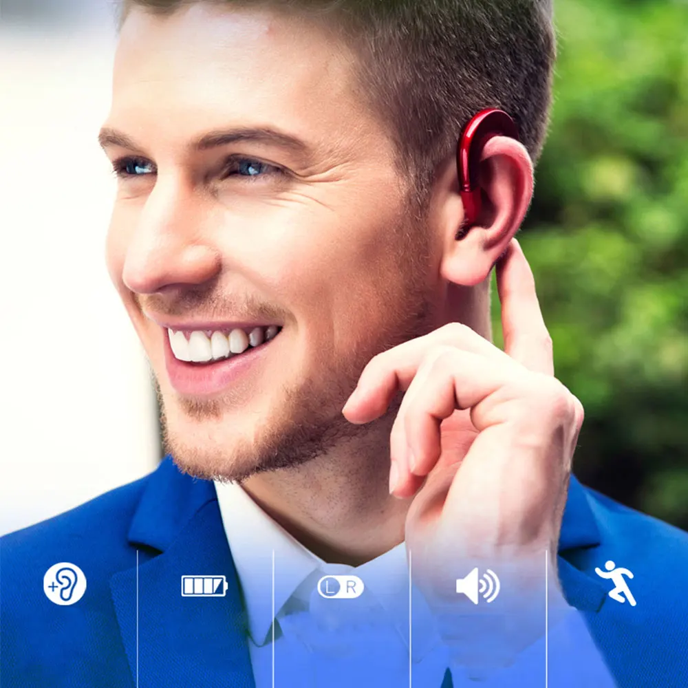 Беспроводные наушники без ушей Bluetooth с микрофонным крючком гарнитура