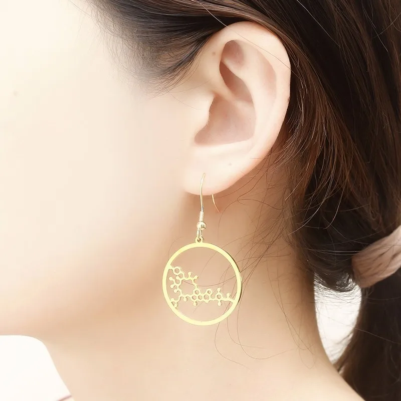 Круглые золотые полые молекулярные серьги подвески RIR из нержавеющей