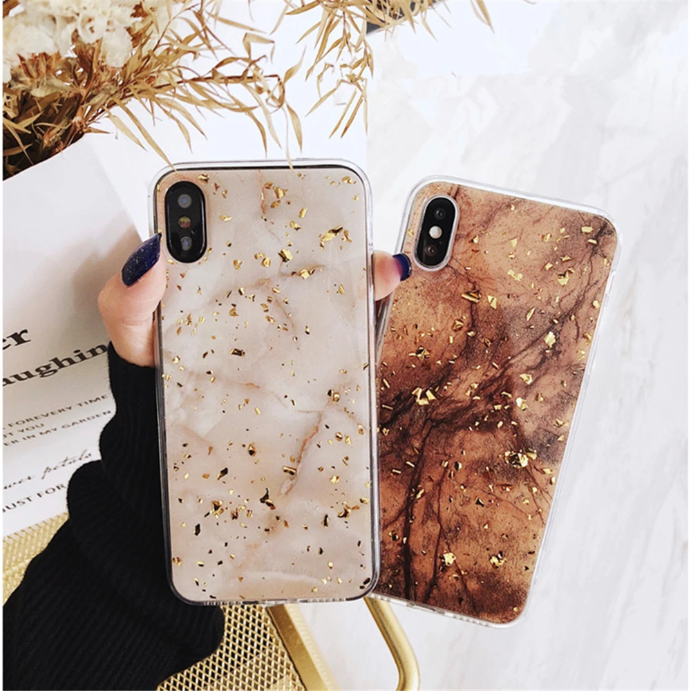 Luxury Gold Foil Bling Marble Phone Case For iPhone11 Pro X XS Max XR Soft TPU Cover iPhone 7 Plus 8 6 6s Glitter |