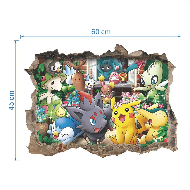 С рисунком Pokemon Go Наклейки на стену Гостиная Спальня Детская комната украшения