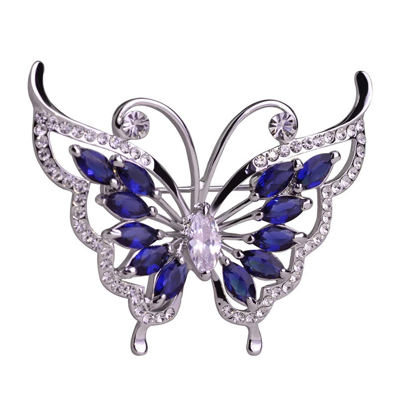 FUNMOR Delicate Butterfly Shape Brooch CZ Zircon Crystal Animal Insect Brooches For Women Girls Collar Clips Scarf Buckle Badge | Украшения