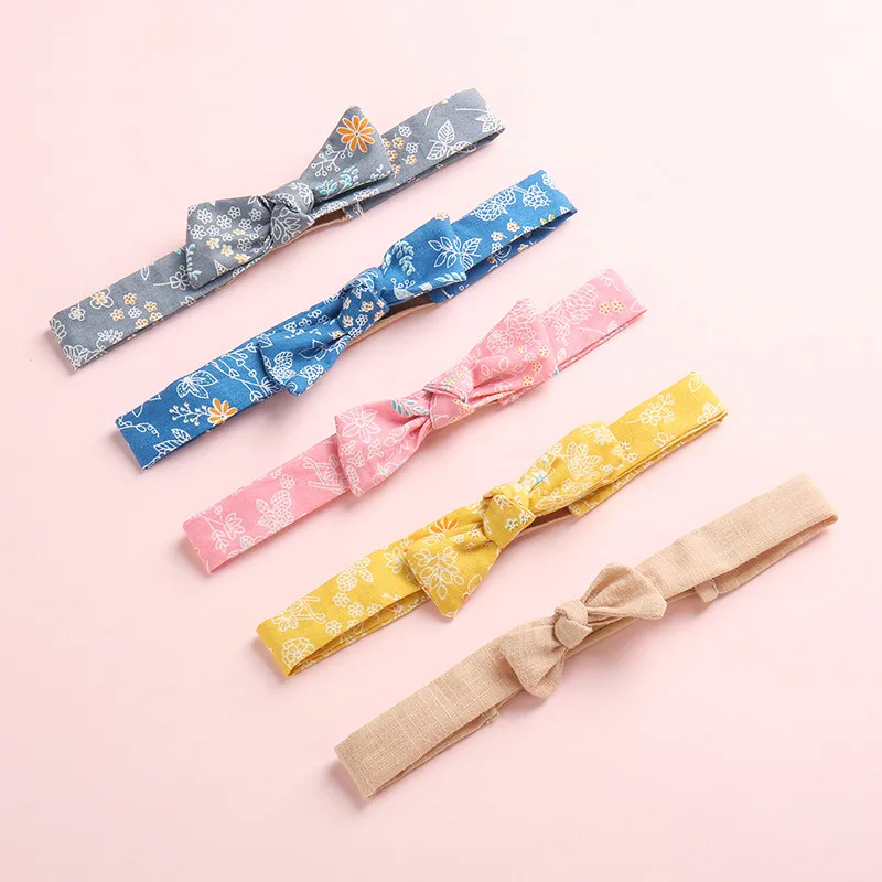 9 шт./партия хлопковые банты с цветочным принтом тюрбан головные уборы мягкие