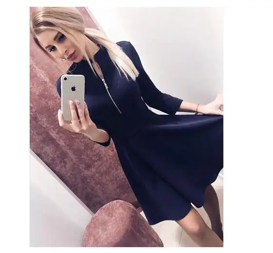 

2022 Fashion Women Bust Zippers Dress Solid Pleated V-neck Sexy Ladies Dresses Evening Party Bodycon Dress vestidos