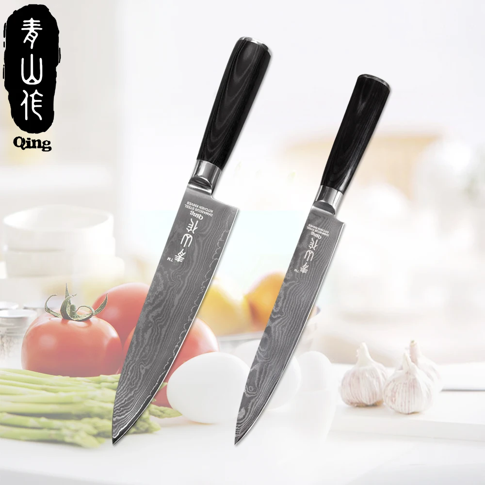 QING кухонный нож из дамасской стали VG10 инструмент 8 &quot8&quot &quot7&quot 7 &quot6&quot 6 &quot5&quot 5 3