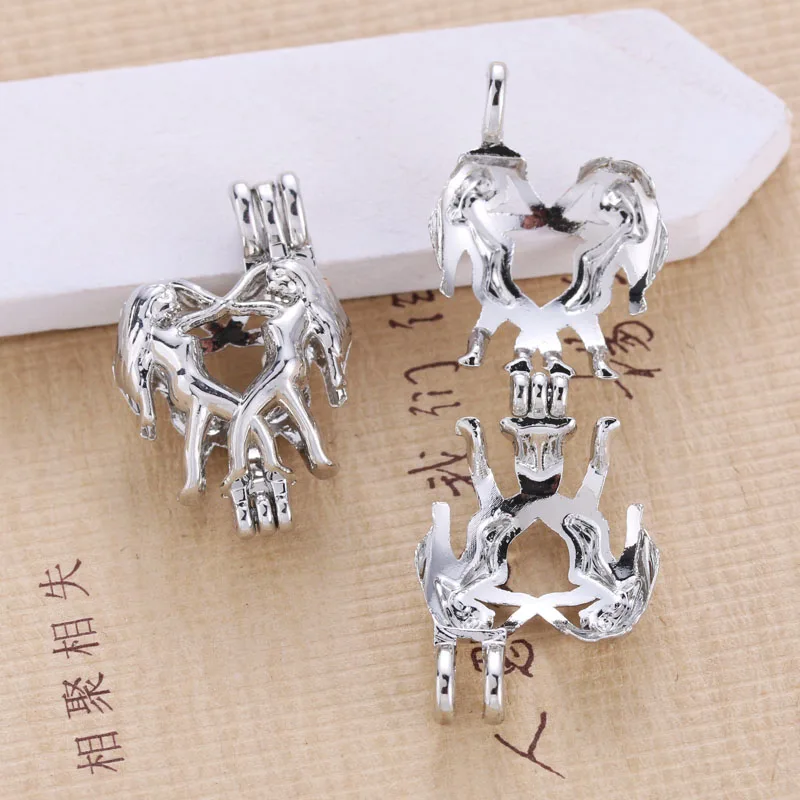 5pcs Dance Pearl Cage Pendant Jewelry Making Bead Necklace Aromatherapy Essential Oil Diffuser Box Oyster Gift | Украшения и