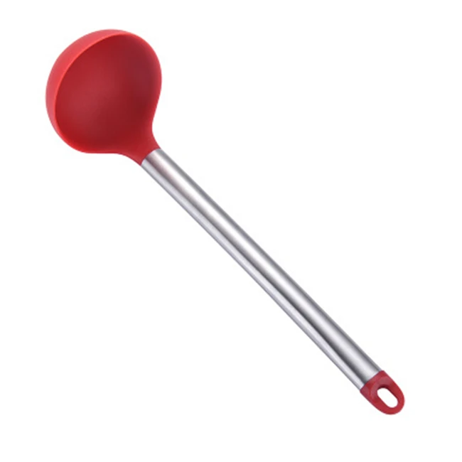 SoupSpoon Red Нержавеющая сталь+ силикон кухонная утварь кухонные инструменты Тернер суповая Ложка ситечко Паста Сервер яйцо венчик лопатка еда щипцы красный - Цвет: SoupSpoon Red