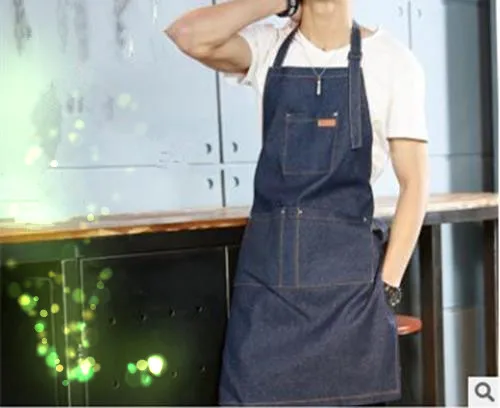 Classic antifouling denim kitchen aprons for neutral women men and women's cooking restaurant cafe working apron Pinafores Tabli | Красота