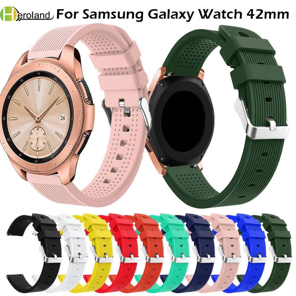 Ремешок силиконовый для смарт-часов Samsung Galaxy watch 42 мм цветной сменный Браслет