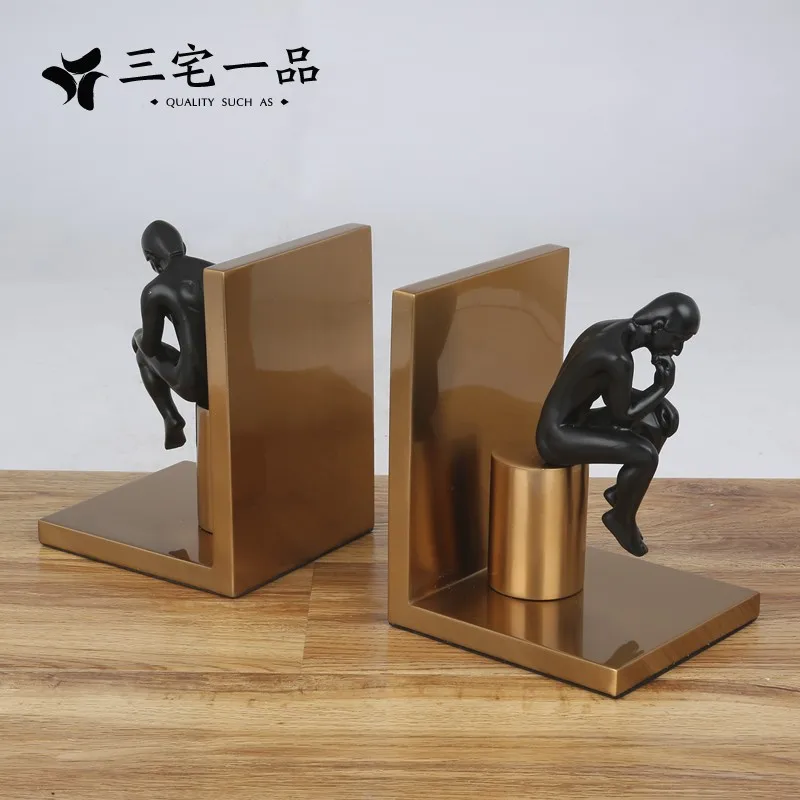 Simple Modern Style Thinker Person Bronze Metal Art Bookshelves Desktop Arrangements Hotel Model Room Decoration | Дом и сад