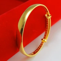 adjustable dubai 18k gold bangles 9mm width women smooth bracelets african european ethiopia girls jewelry bridal bangles gift