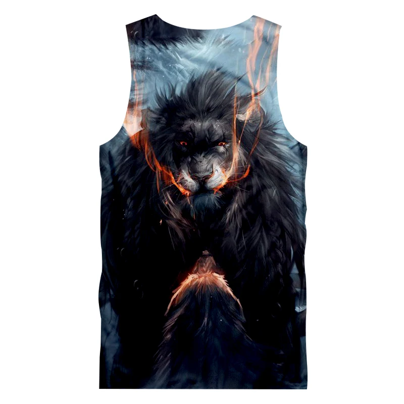 UJWI 2019Men одежда крутой принт Angry Lion 3D майка для тренажерных залов топы мужчин