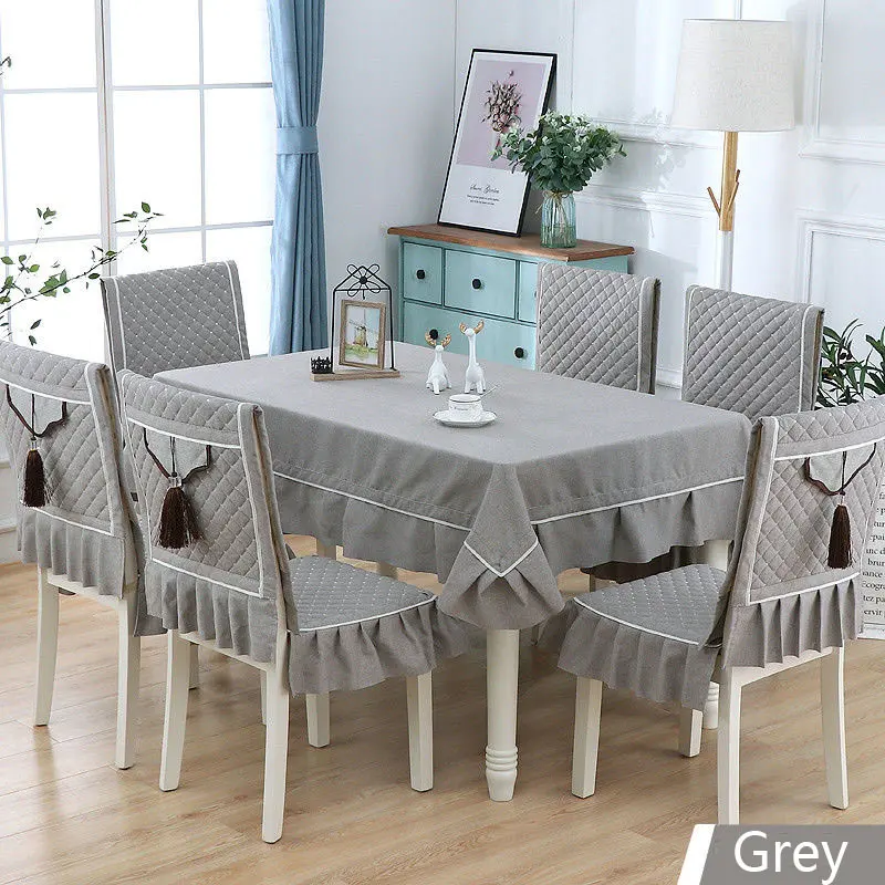 All-Match Solid Color Tablecloth Modern Tassel Imitation Linen Table Cloth Dining Cover Cushion Set Classical High Quality | Дом и сад