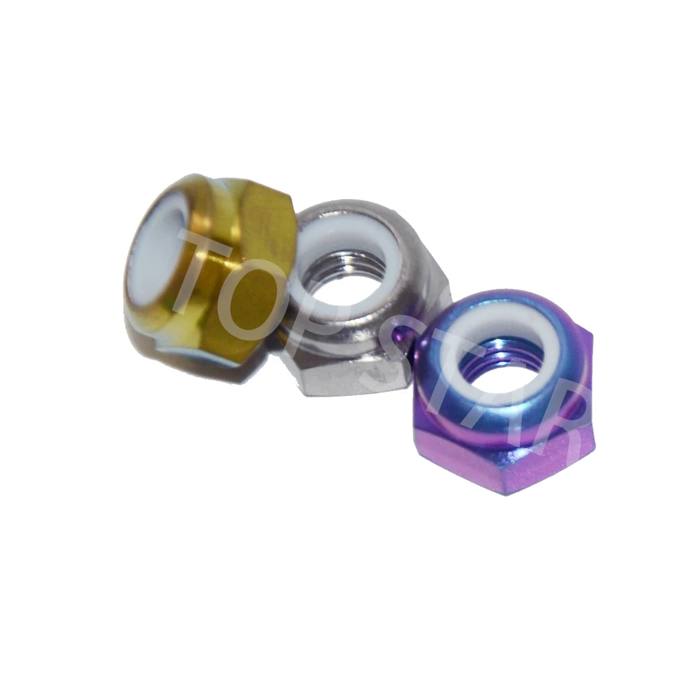 DIN985 10 шт. M4 M5 M6 M8 M10 M12 титановый многоцветный нейлоновый замок Шестигранная гайка