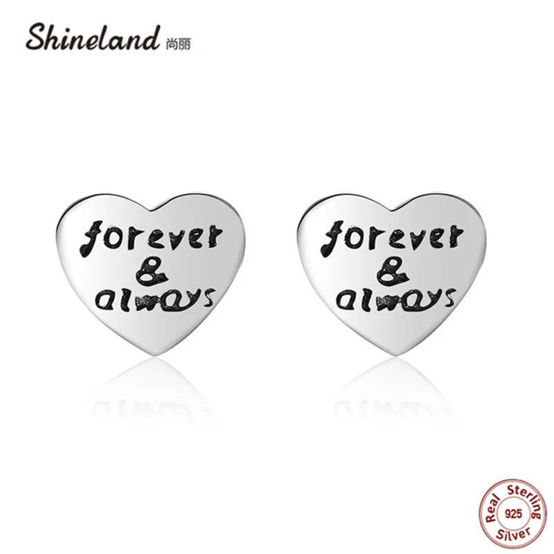Женские серьги гвоздики из серебра 925 пробы с надписью forever & always|earrings for women|fashion