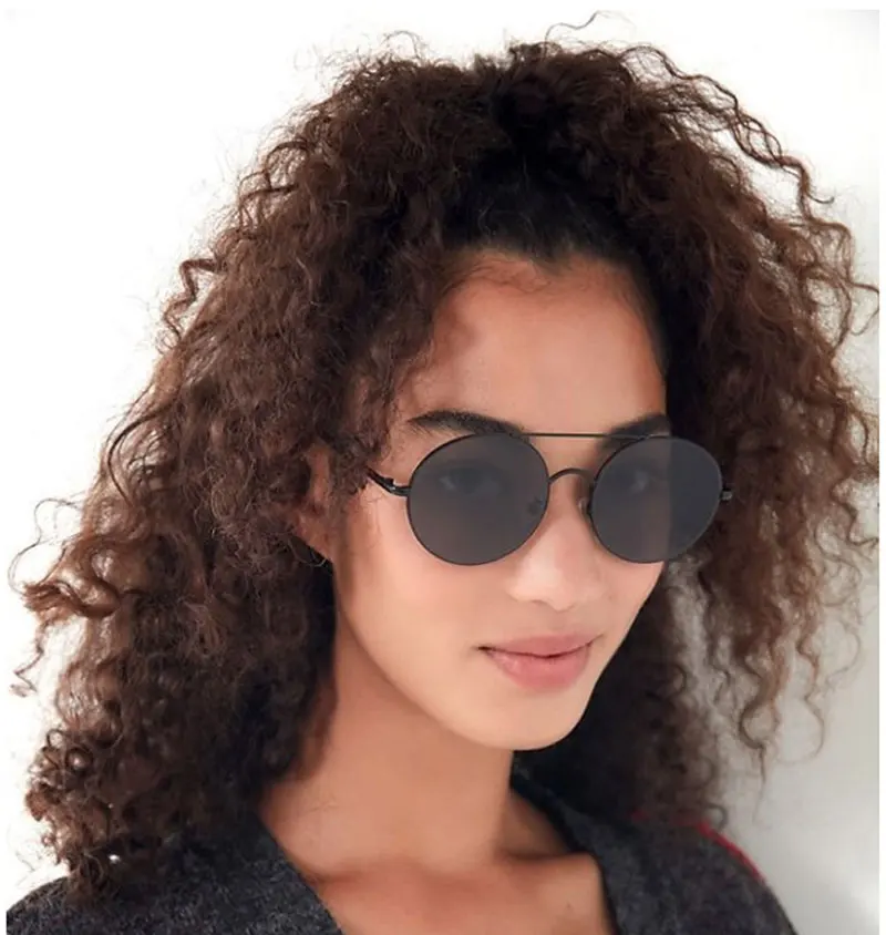 RBRARE Metal Round Frame Sunglasses Women Trend Retro Double Beam Sun Glasses Vintage Luxury Pink Ocean Lens Eyeglasses