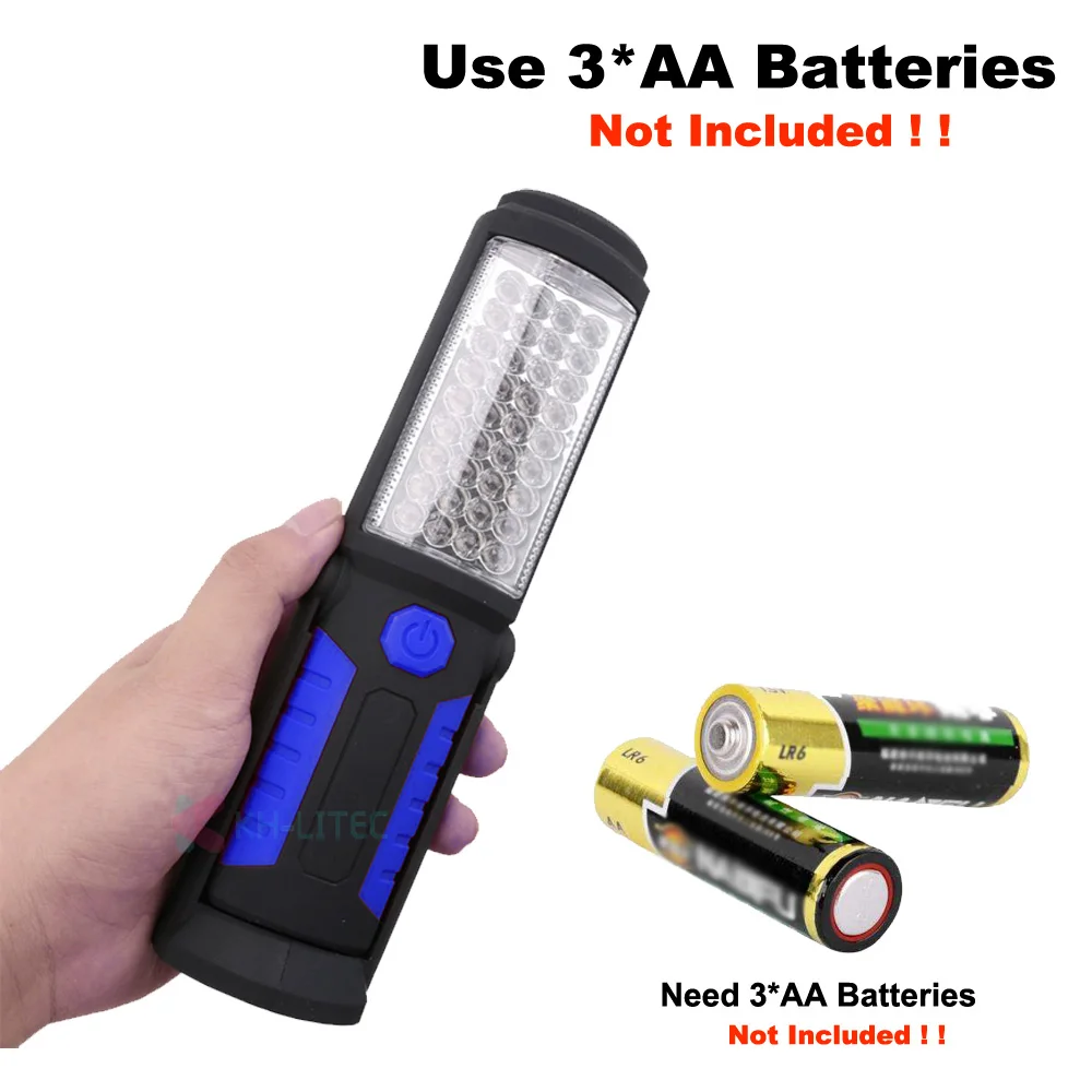 3AA Batteries Blue Usb зарядка/3* AA 36+ 5LED Магнитная работа ручной флэш-светильник аварийный осмотр Рабочий фонарь светильник крюк магнит портативные фонари - Мощность в ваттах: 3AA Batteries Blue
