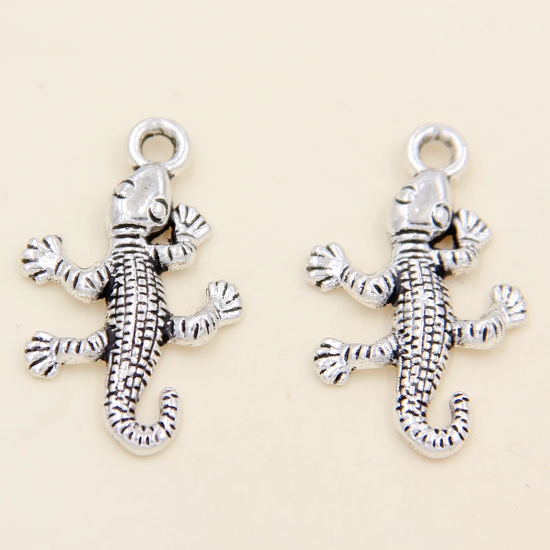 Оптовая продажа 40 шт тибетские серебряные животные Gecko Подвески 26x16 мм | Украшения