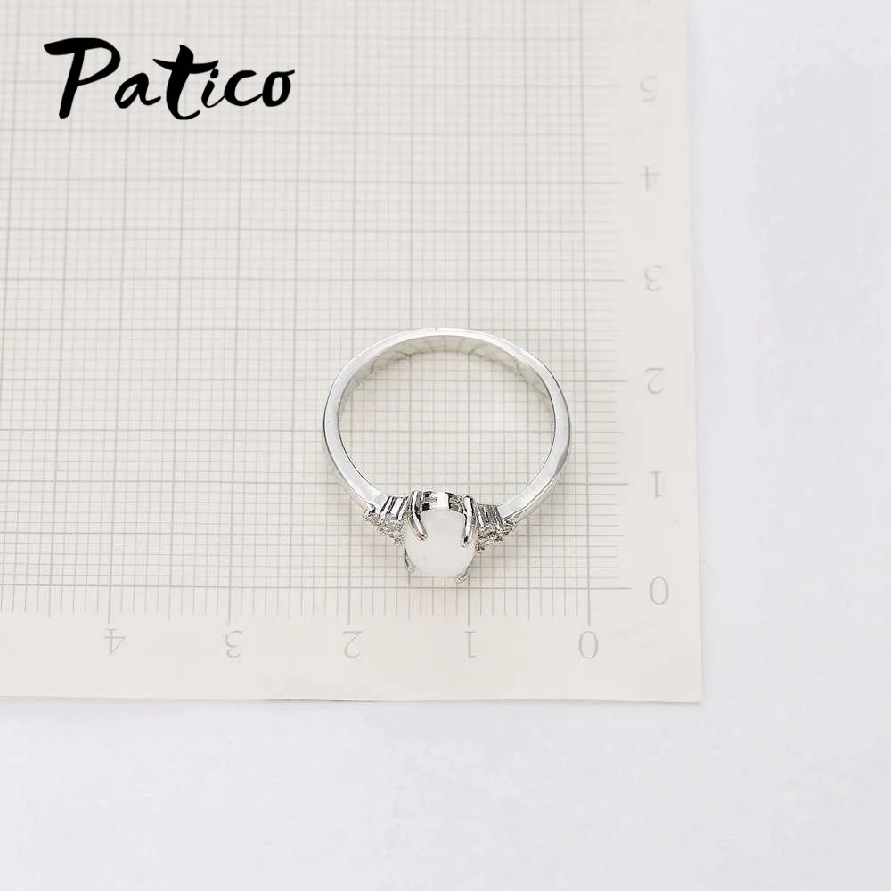 Классические благородные милые овальные кольца из огненного опала для женщин