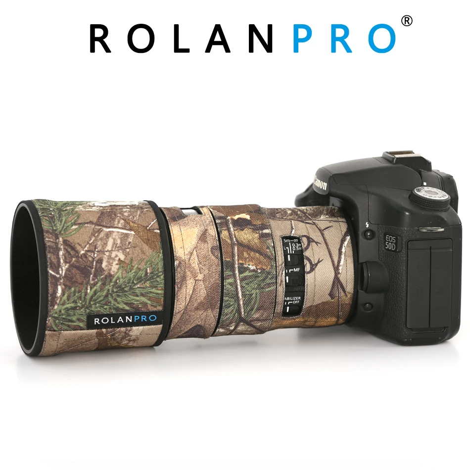 Защитный чехол для объектива камеры ROLANPRO камуфляжный Canon EF 100 мм f2.8L IS USM защитный