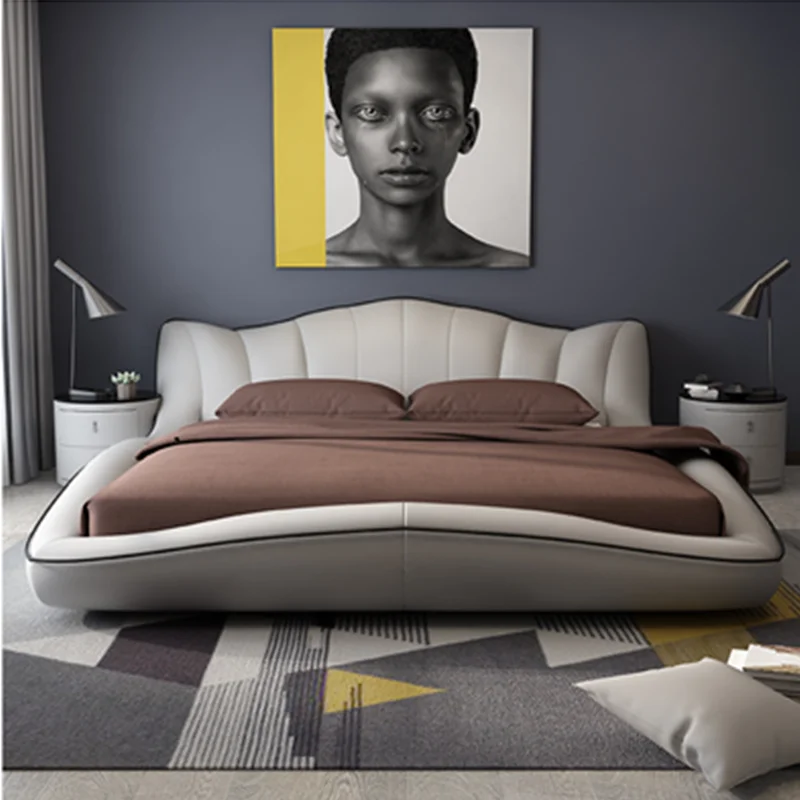 Современная роскошная кровать из натуральной кожи в итальянском стиле|Наборы