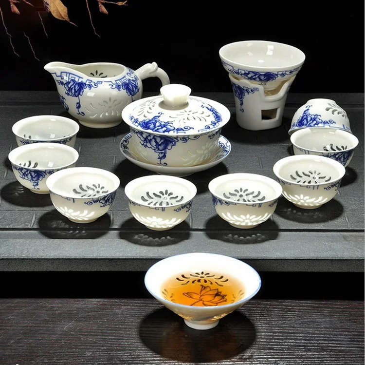 Бесплатная доставка чайные сервизы Ясно Handpainted чайный сервиз Китайский Черный