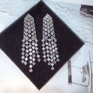 Platinum Plated Be8 бренд AAA+ кубический цирконий модные висячие серьги с кисточками уникальные ювелирные изделия красивые длинные висячие серьги для девочек Подарки E-298 - Окраска металла: Platinum Plated