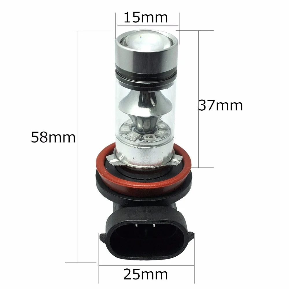 Фото Лампа H8 H11 H16 H16LL 100 Вт Супер светодиодная Cree 3535 SMD чип Neblina Farol для Toyota Corolla Ford Vw №4