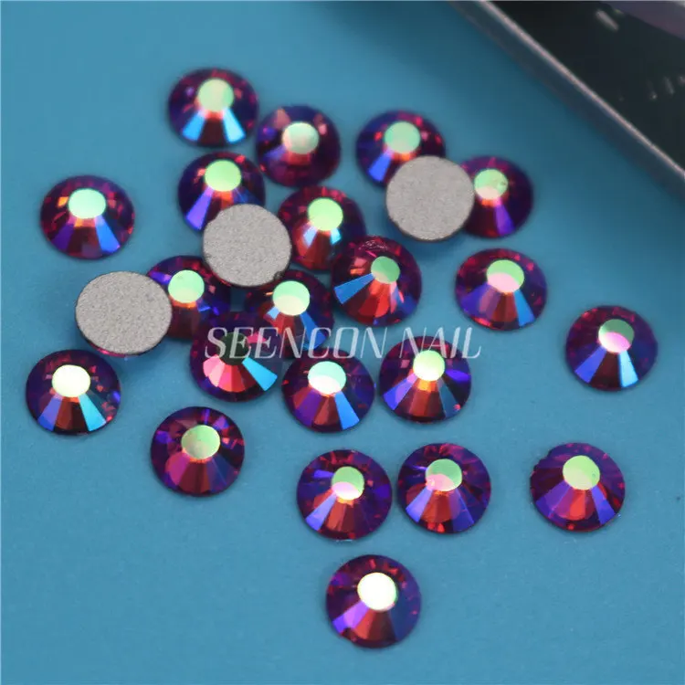 

New 1440pcs/lot hot Rose AB flatback non-hotfix glue-on loose glitter rhinestone for nail art decoration nail crystals