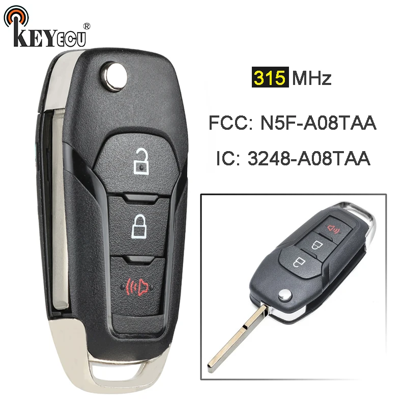 KEYECU 315 МГц FCC: ФКС-брелок для запуска без ключа Складной Дистанционный брелок Ford