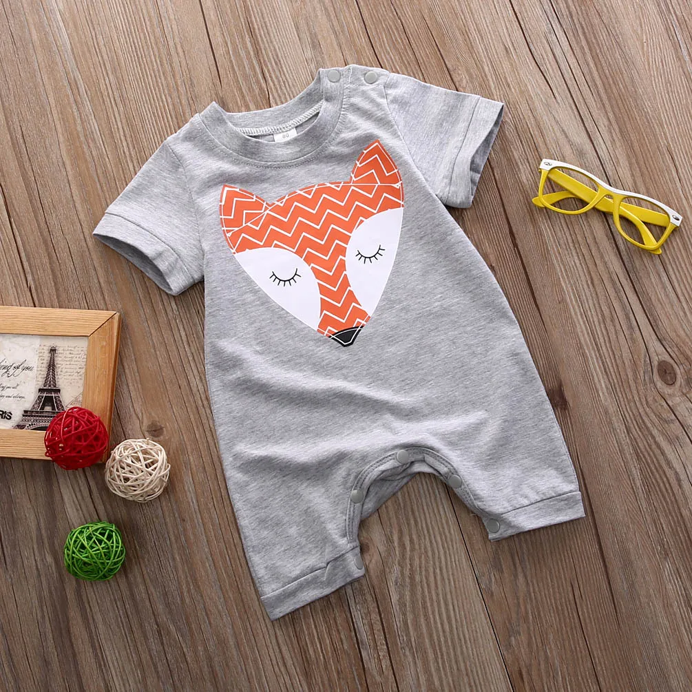Летняя одежда унисекс для новорожденных мальчиков и девочек|fox romper|unisex newbornnewborn baby