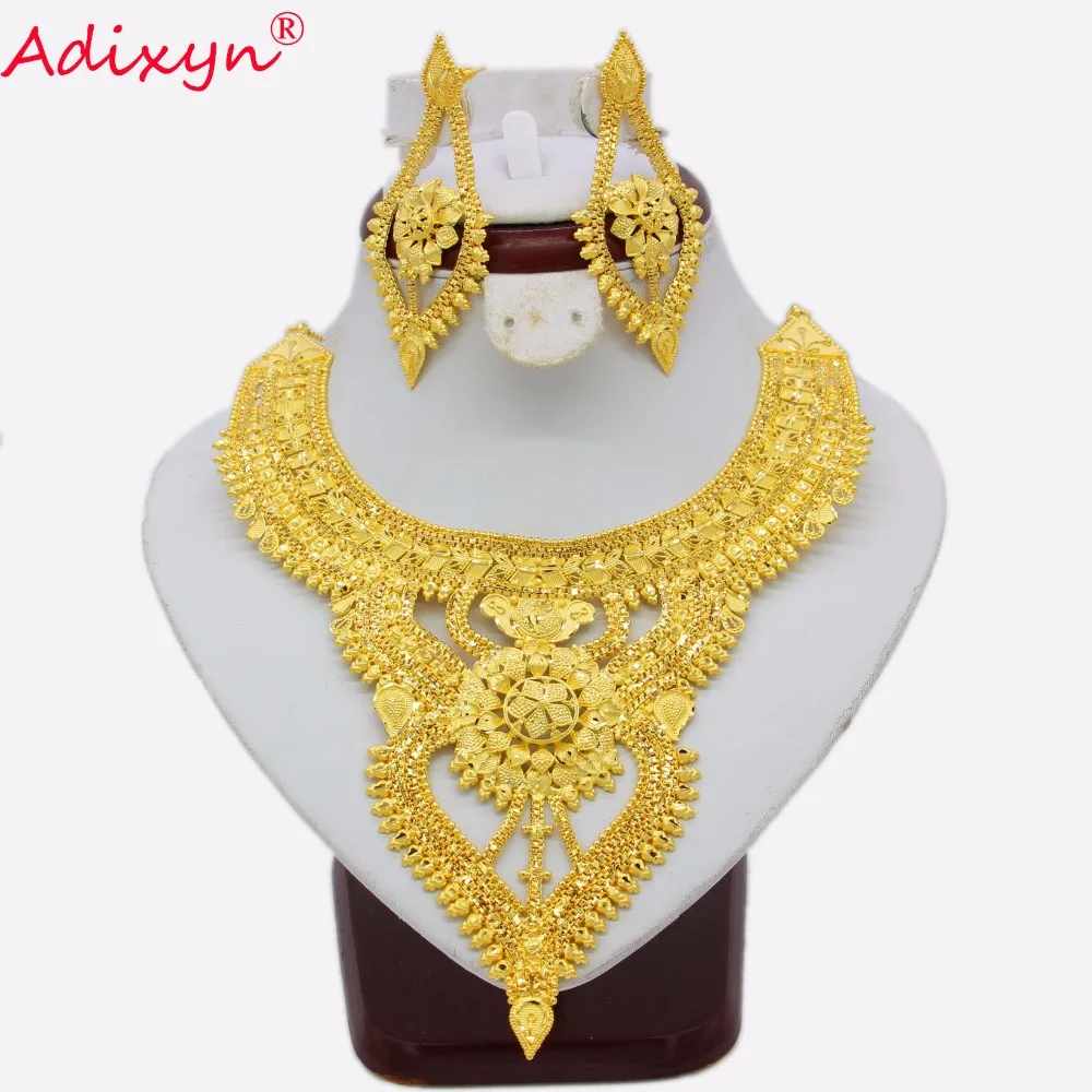 Adixyn Африканский ювелирный набор роскошный золотой цвет/медное ожерелье серьги