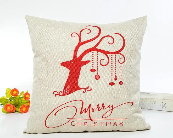 Бесплатная доставка горячей распродажи многоразового стиля рождественского модного декоративного чехла для подушки из хлопка и льна XUAI001.