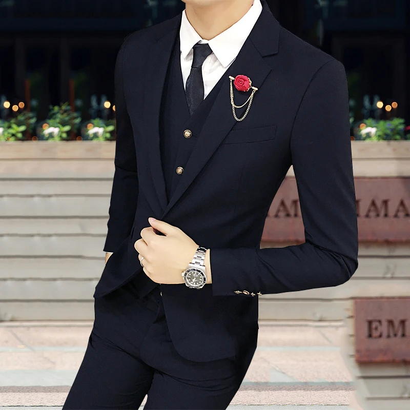 Брюки + куртка жилет мужские костюмы повседневные Костюмы маленький костюм