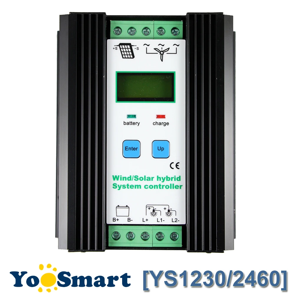PowMr солнечный гибридный контроллер 30A 12 V 500 W или 50A 24 1000 lcd ветер и солнечная